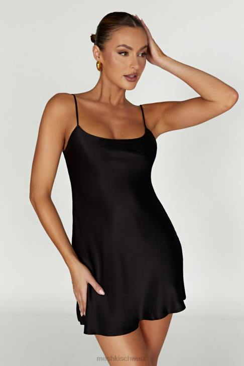 Meshki Valentina Minikleid aus Satin Schwarz Kleidung 060V423