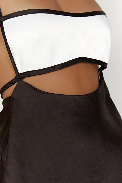 Meshki Veda zweifarbiges Minikleid Schwarz Kleidung 060V263