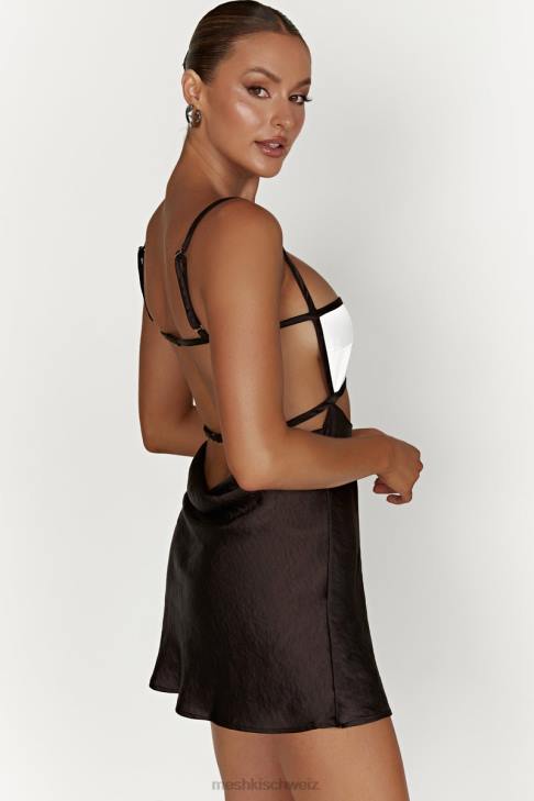 Meshki Veda zweifarbiges Minikleid Schwarz Kleidung 060V263