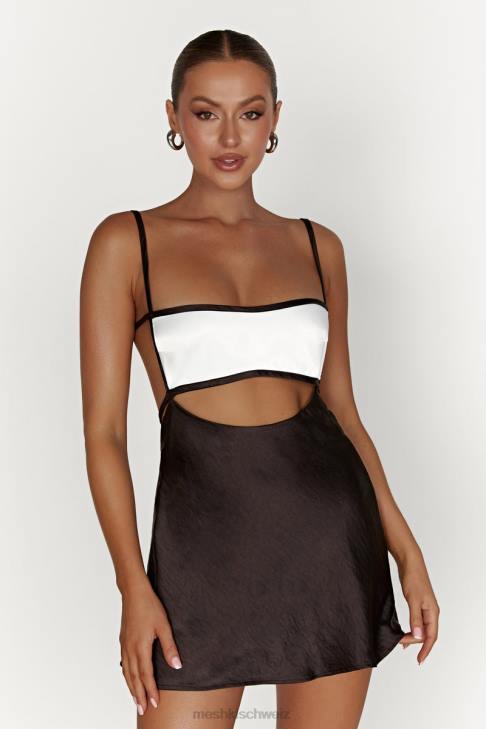 Meshki Veda zweifarbiges Minikleid Schwarz Kleidung 060V263