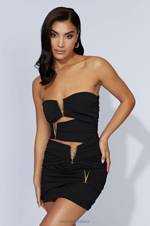 Meshki Victorie V-Hardware-Minikleid Schwarz Kleidung 060V636