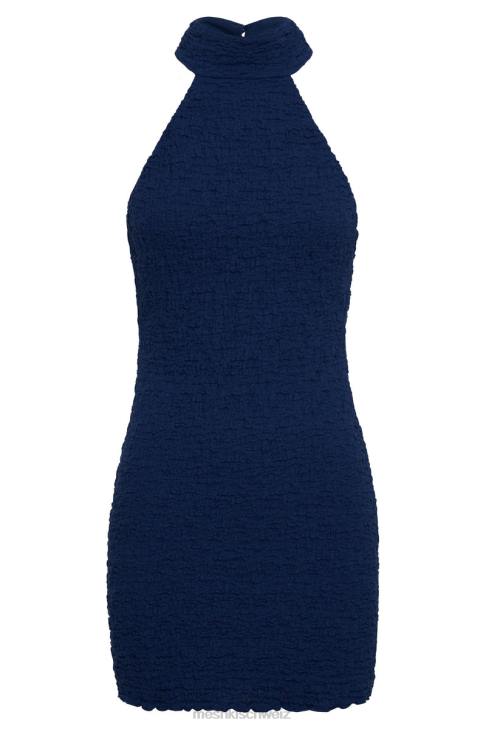 Meshki Yuki strukturiertes Neckholder-Minikleid Mitternachtsmarine Kleidung 060V499