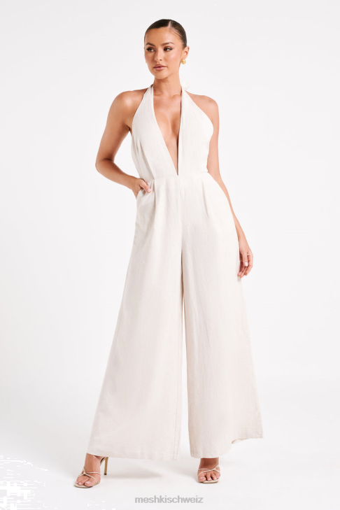 Meshki Blanca Neckholder-Jumpsuit aus Leinen natürlich Kleidung 060V1228