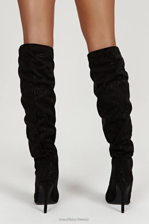 Meshki Jenner Diamant-High-Heel-Stiefel Schwarz Schuhwerk 060V1669