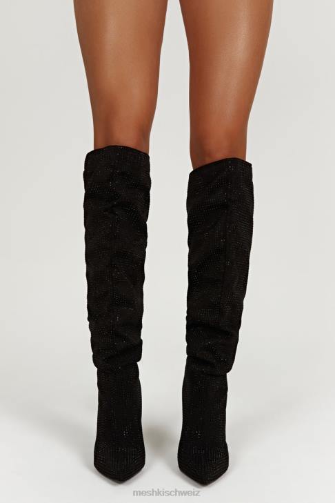 Meshki Jenner Diamant-High-Heel-Stiefel Schwarz Schuhwerk 060V1669