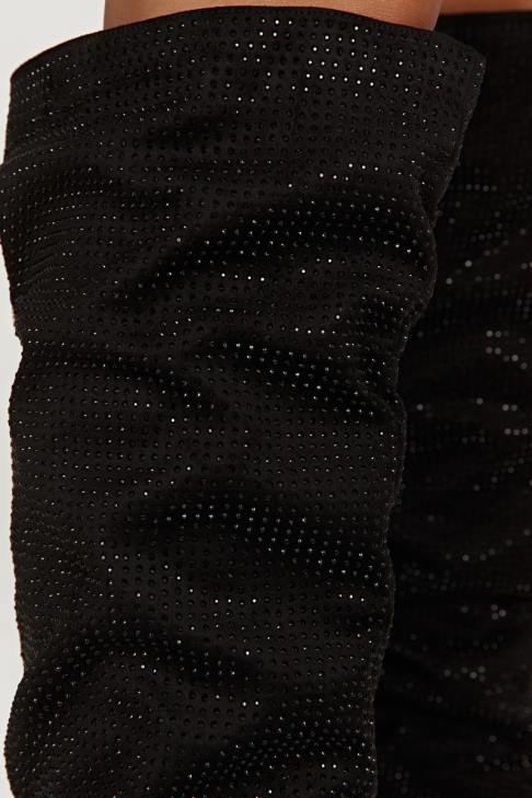 Meshki Jenner Diamant-High-Heel-Stiefel Schwarz Schuhwerk 060V1669