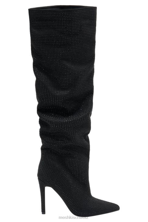Meshki Jenner Diamant-High-Heel-Stiefel Schwarz Schuhwerk 060V1669