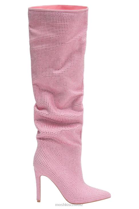 Meshki Jenner Diamant-High-Heel-Stiefel erröten rosa Schuhwerk 060V1677
