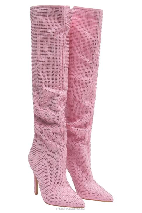 Meshki Jenner Diamant-High-Heel-Stiefel erröten rosa Schuhwerk 060V1677