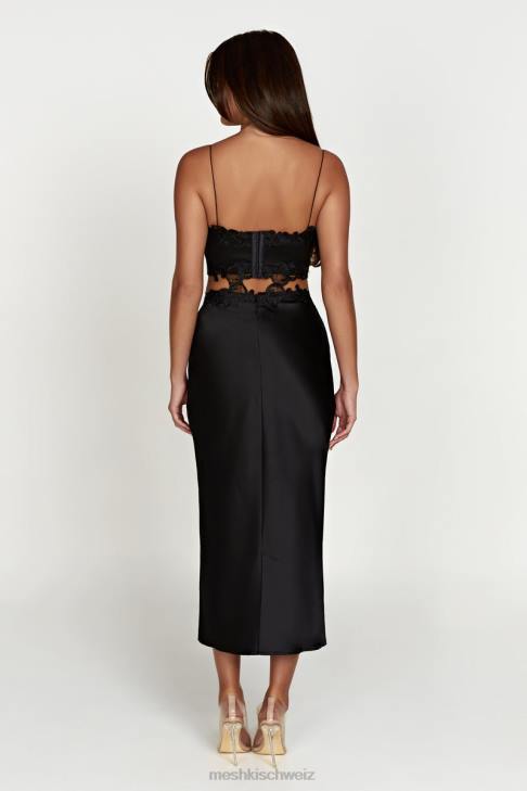 Meshki Anika Micro Crop Top mit Spitze Schwarz Kleidung 060V1033