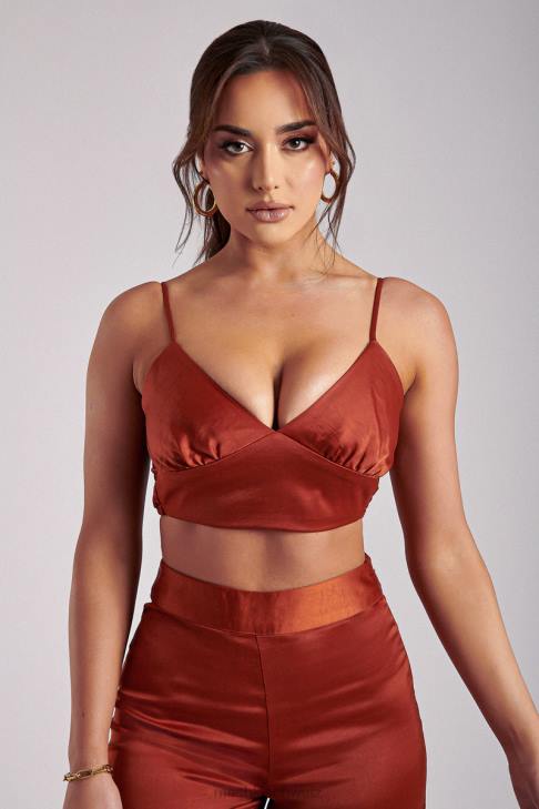 Meshki Ashley Satin-Crop-Top Kupfer Kleidung 060V1204