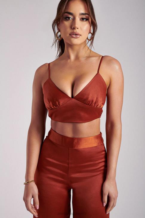 Meshki Ashley Satin-Crop-Top Kupfer Kleidung 060V1204