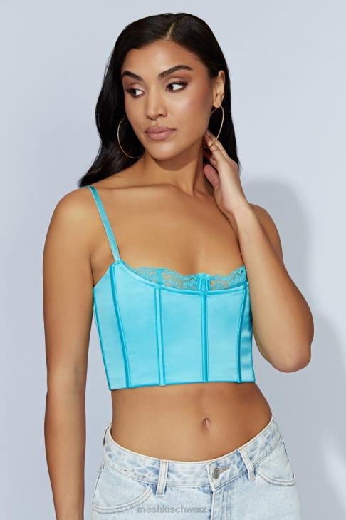 Meshki Cami-Crop-Top aus Lake-Spitze Aquamarin Kleidung 060V1048