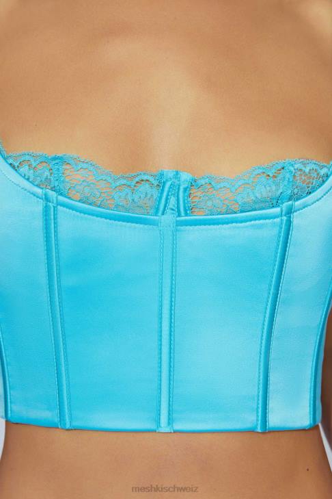 Meshki Cami-Crop-Top aus Lake-Spitze Aquamarin Kleidung 060V1048