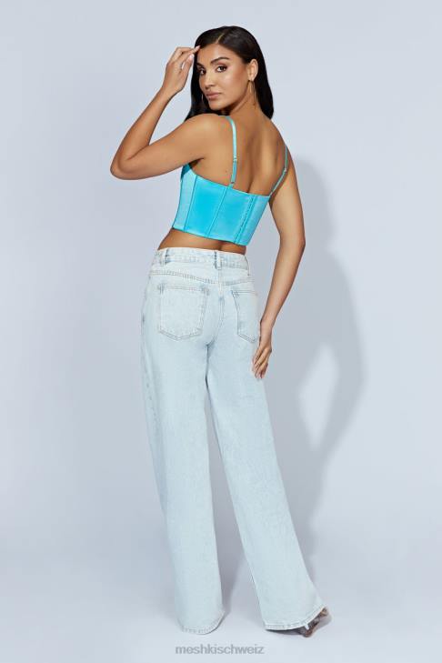 Meshki Cami-Crop-Top aus Lake-Spitze Aquamarin Kleidung 060V1048