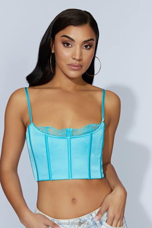 Meshki Cami-Crop-Top aus Lake-Spitze Aquamarin Kleidung 060V1048