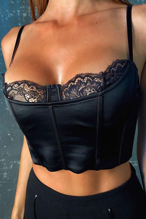 Meshki Cami-Crop-Top aus Lake-Spitze Schwarz Kleidung 060V901