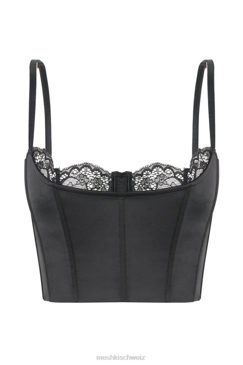 Meshki Cami-Crop-Top aus Lake-Spitze Schwarz Kleidung 060V901