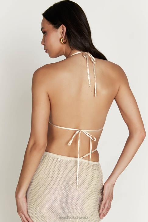 Meshki Casey Mesh Diamante Neckholder-Ernte Creme Kleidung 060V927