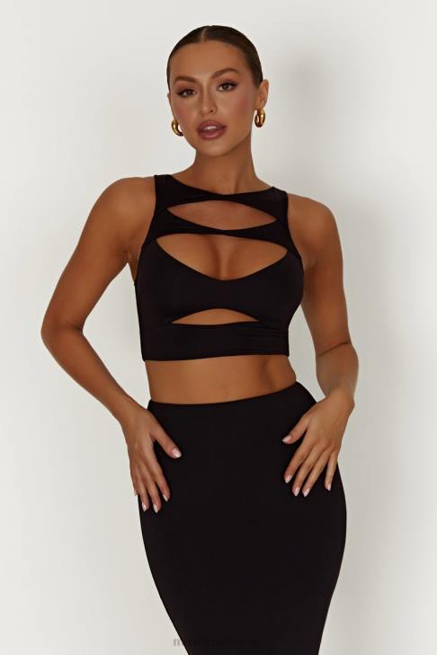 Meshki Chloe Cut-Out-Crop-Top Schwarz Kleidung 060V855