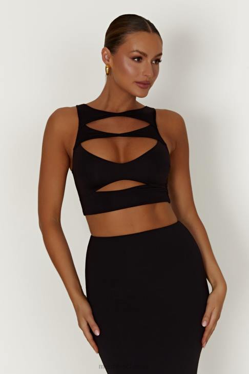 Meshki Chloe Cut-Out-Crop-Top Schwarz Kleidung 060V855