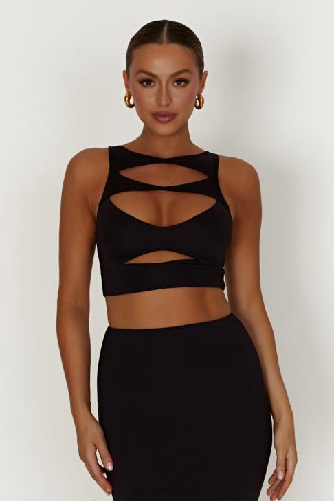 Meshki Chloe Cut-Out-Crop-Top Schwarz Kleidung 060V855