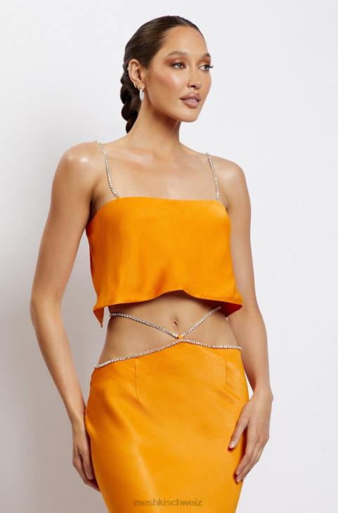 Meshki Dayana gerade geschnittenes Crop-Top Mandarin Kleidung 060V1175