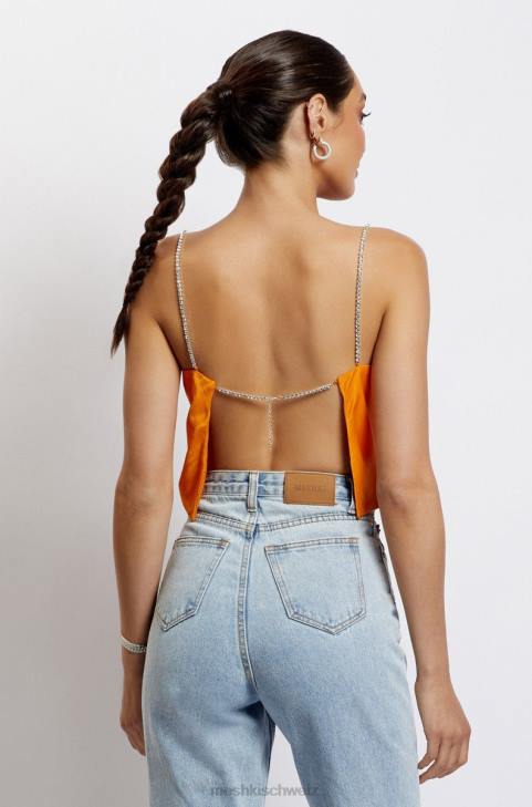 Meshki Dayana gerade geschnittenes Crop-Top Mandarin Kleidung 060V1175