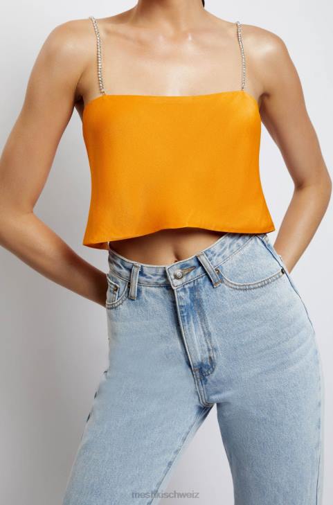 Meshki Dayana gerade geschnittenes Crop-Top Mandarin Kleidung 060V1175