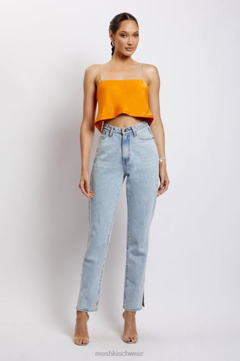 Meshki Dayana gerade geschnittenes Crop-Top Mandarin Kleidung 060V1175