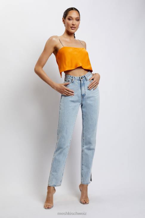 Meshki Dayana gerade geschnittenes Crop-Top Mandarin Kleidung 060V1175