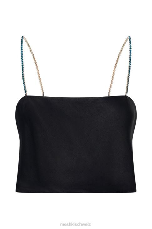 Meshki Dayana gerade geschnittenes Crop-Top Schwarz Kleidung 060V1126