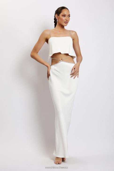 Meshki Dayana gerade geschnittenes Crop-Top Weiß Kleidung 060V1125