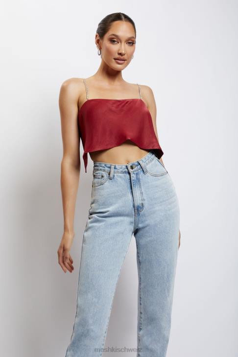 Meshki Dayana gerade geschnittenes Crop-Top Wein Kleidung 060V1173
