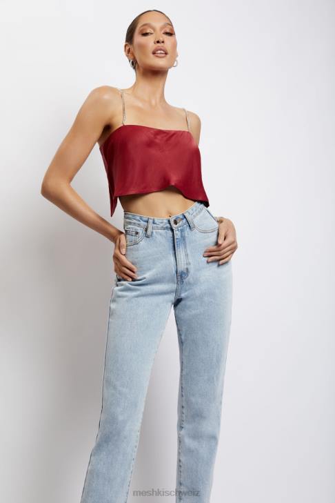 Meshki Dayana gerade geschnittenes Crop-Top Wein Kleidung 060V1173