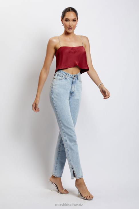 Meshki Dayana gerade geschnittenes Crop-Top Wein Kleidung 060V1173