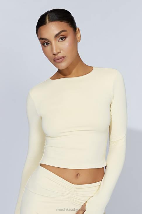 Meshki Estelle Langarm-Crop-Top Creme Kleidung 060V1067