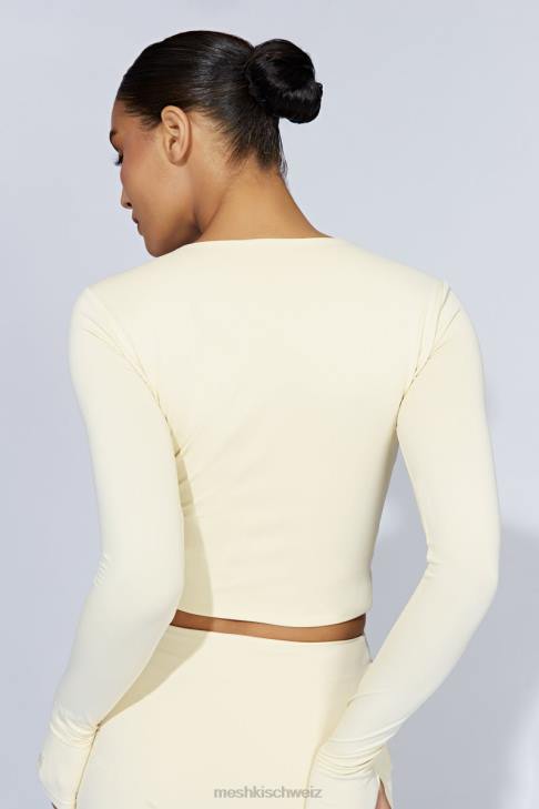 Meshki Estelle Langarm-Crop-Top Creme Kleidung 060V1067