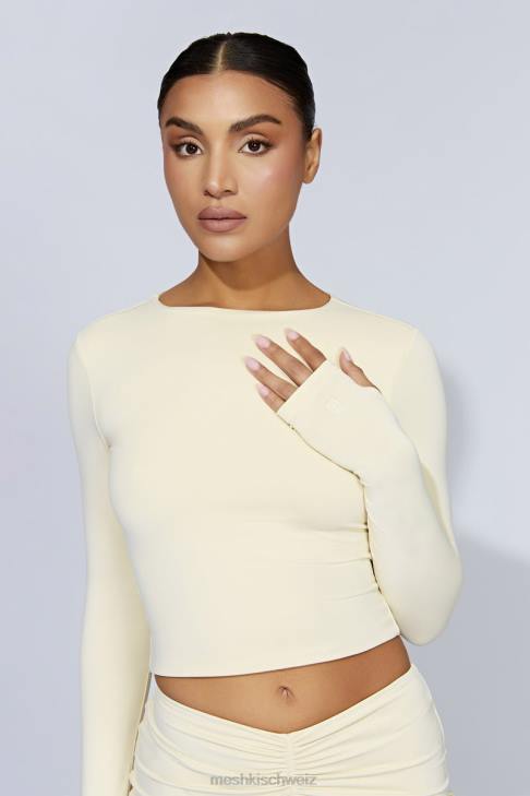 Meshki Estelle Langarm-Crop-Top Creme Kleidung 060V1067