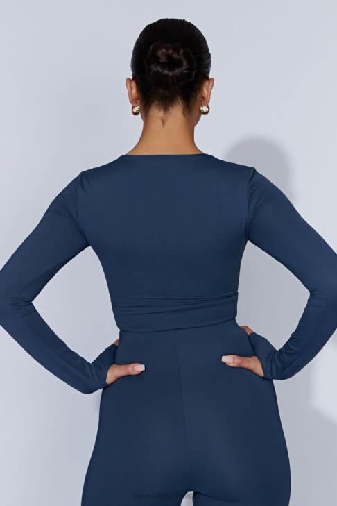 Meshki Estelle Langarm-Crop-Top Mitternachtsmarine Kleidung 060V1131