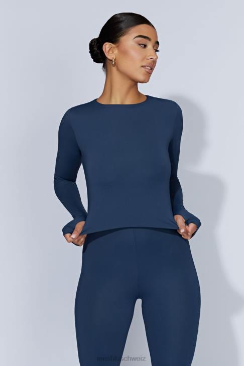 Meshki Estelle Langarm-Crop-Top Mitternachtsmarine Kleidung 060V1131