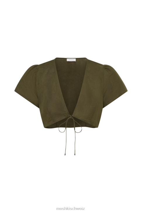 Meshki Fatima-Leinen-Crop-Top khaki Kleidung 060V754