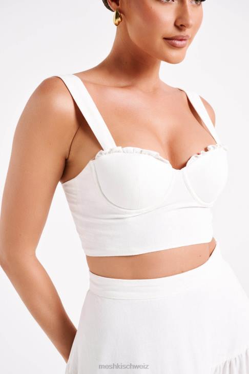 Meshki Hilaria-Crop-Top aus Leinen mit Körbchen Weiß Kleidung 060V757