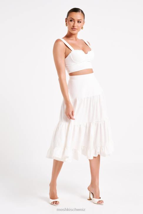 Meshki Hilaria-Crop-Top aus Leinen mit Körbchen Weiß Kleidung 060V757