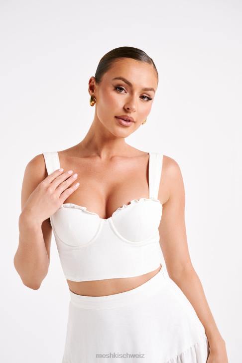 Meshki Hilaria-Crop-Top aus Leinen mit Körbchen Weiß Kleidung 060V757
