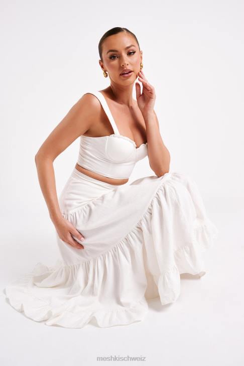 Meshki Hilaria-Crop-Top aus Leinen mit Körbchen Weiß Kleidung 060V757