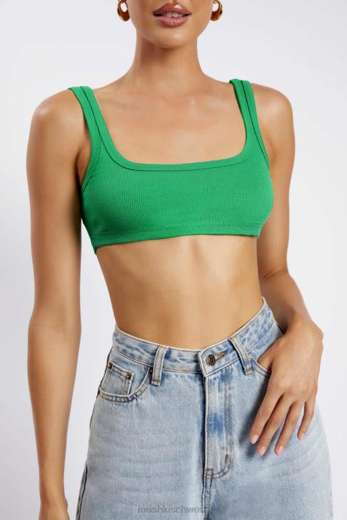 Meshki Jackie Crop-Top mit U-Ausschnitt hellgrün Kleidung 060V1157