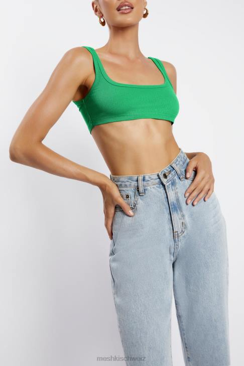 Meshki Jackie Crop-Top mit U-Ausschnitt hellgrün Kleidung 060V1157