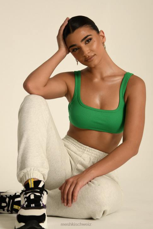 Meshki Jackie Crop-Top mit U-Ausschnitt hellgrün Kleidung 060V1157