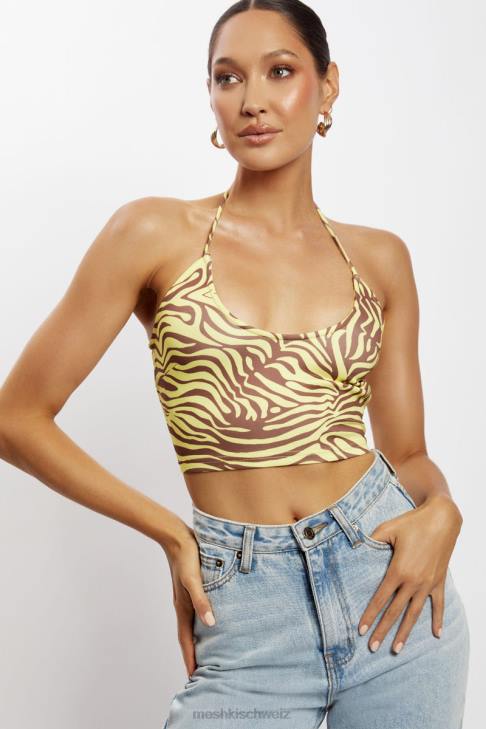 Meshki Joelle Neckholder-Crop-Top Zebradruck Kleidung 060V1154